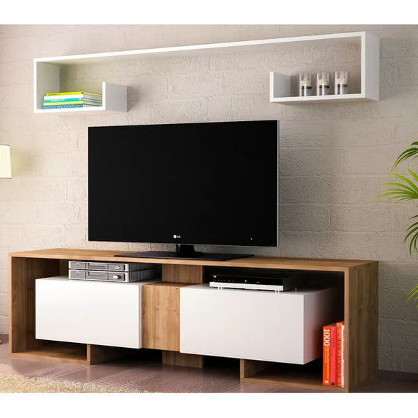 Solid Wood Chanler TV Stand for TVs up to 78" with Sound Bar Shelf Modern Design