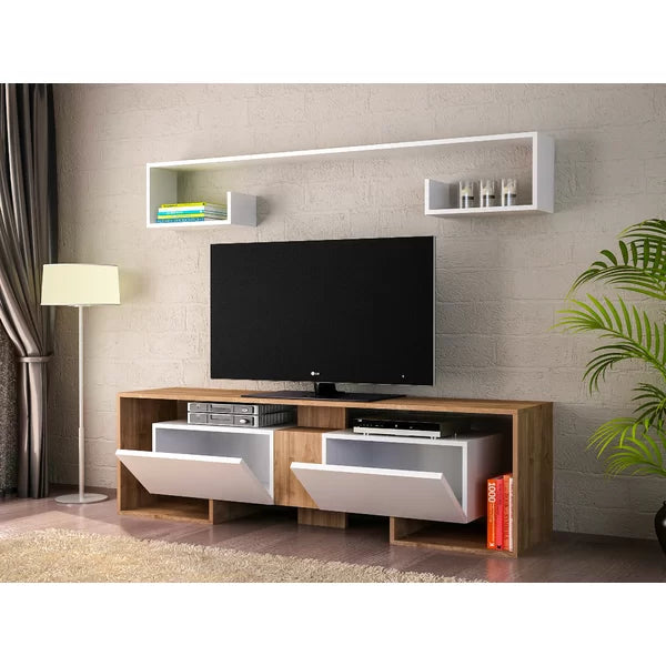 Solid Wood Chanler TV Stand for TVs up to 78" with Sound Bar Shelf Modern Design