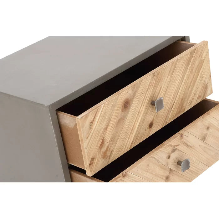Charly 24'' Tall 2 - Drawer Solid Wood Nightstand in Gray/Yellow/Brown