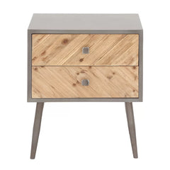Charly 24'' Tall 2 - Drawer Solid Wood Nightstand in Gray/Yellow/Brown