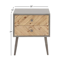 Charly 24'' Tall 2 - Drawer Solid Wood Nightstand in Gray/Yellow/Brown