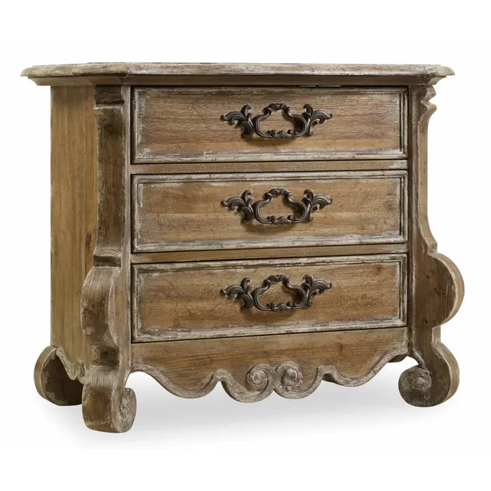 Chatelet 30.25'' Tall 3 - Drawer Solid Wood Bachelor's Chest in Caramel Froth