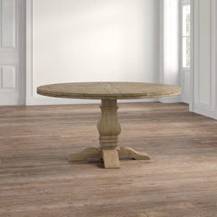 Cheatham 59.75'' Pine Solid Wood Pedestal Dining Table Features a Rustic Smoke Finish