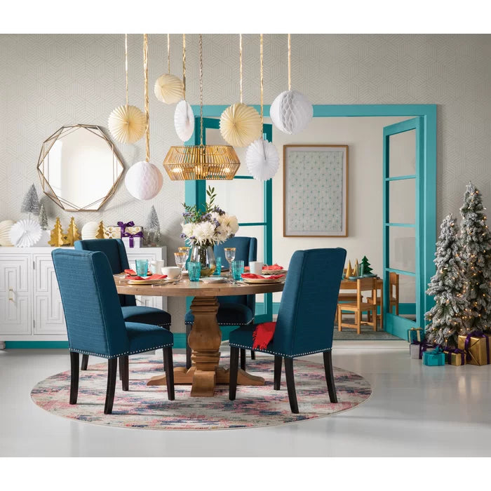 Cheatham 59.75 Pine Solid Wood Pedestal Dining Table Features a Rustic Smoke Finish