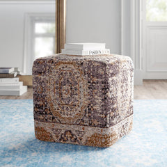 Gray/Purple 18'' Wide Square Abstract Pouf Ottoman This Pouf Makes the Perfect Spare Seat in your Living Room