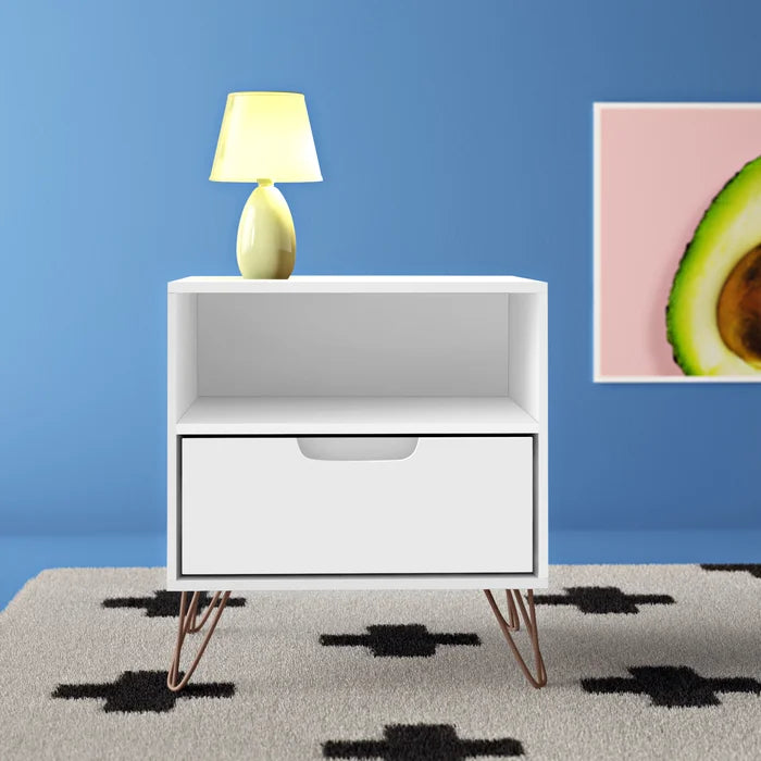 White Chehalis 21.65'' Tall 1 - Drawer Nightstand Modern Design