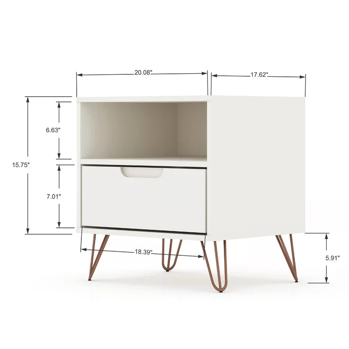White Chehalis 21.65'' Tall 1 - Drawer Nightstand Modern Design