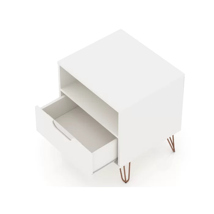 White Chehalis 21.65'' Tall 1 - Drawer Nightstand Modern Design