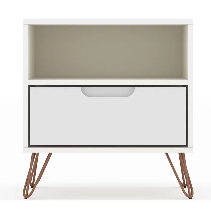 White Chehalis 21.65'' Tall 1 - Drawer Nightstand Modern Design