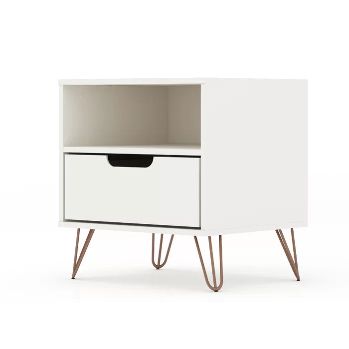 White Chehalis 21.65'' Tall 1 - Drawer Nightstand Modern Design