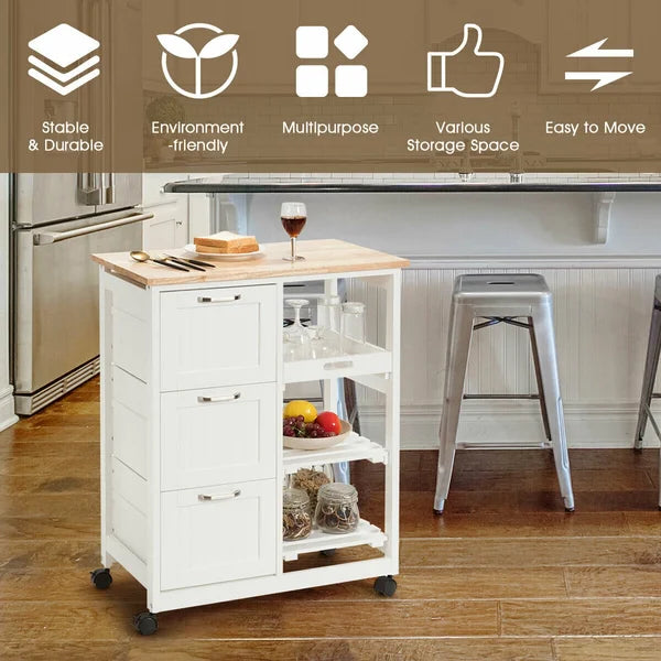 Chellman 26.5'' Wide Rolling Kitchen Cart Sturdy and Wear-Resistant