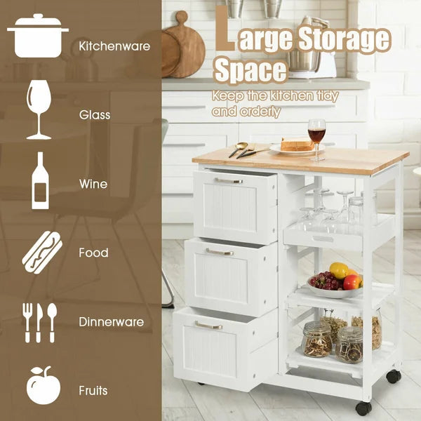 Chellman 26.5'' Wide Rolling Kitchen Cart Sturdy and Wear-Resistant