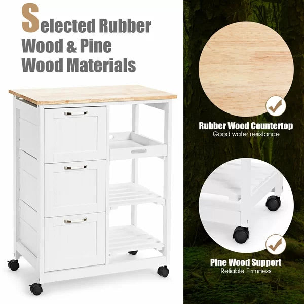 Chellman 26.5'' Wide Rolling Kitchen Cart Sturdy and Wear-Resistant