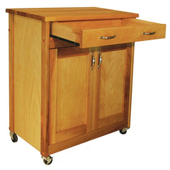 Chelwood 30'' Wide Rolling Kitchen Cart with Solid Wood Top Adjustable Shelves
