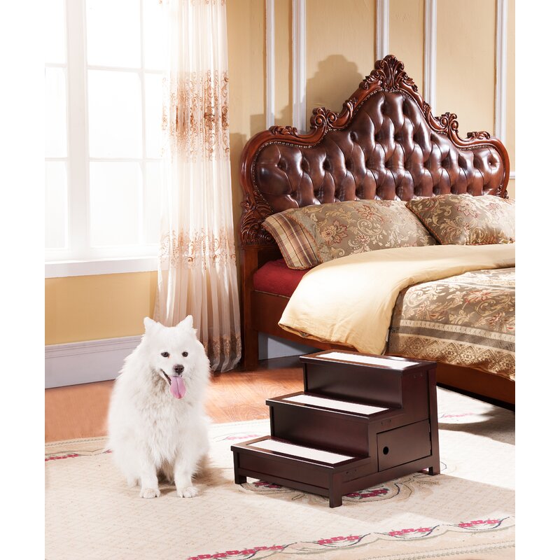3 Step Pet Stair Ideal for Elderly Animals, This Set of Felt-Lined Stairs Gives Them A Leg Up