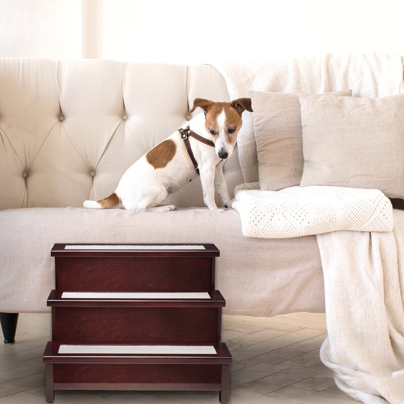 3 Step Pet Stair Ideal for Elderly Animals, This Set of Felt-Lined Stairs Gives Them A Leg Up