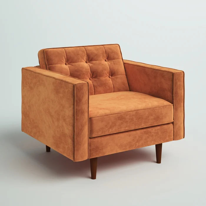 Orange Chiang 37.5'' Wide Velvet Armchair Solid Rubberwood Frame