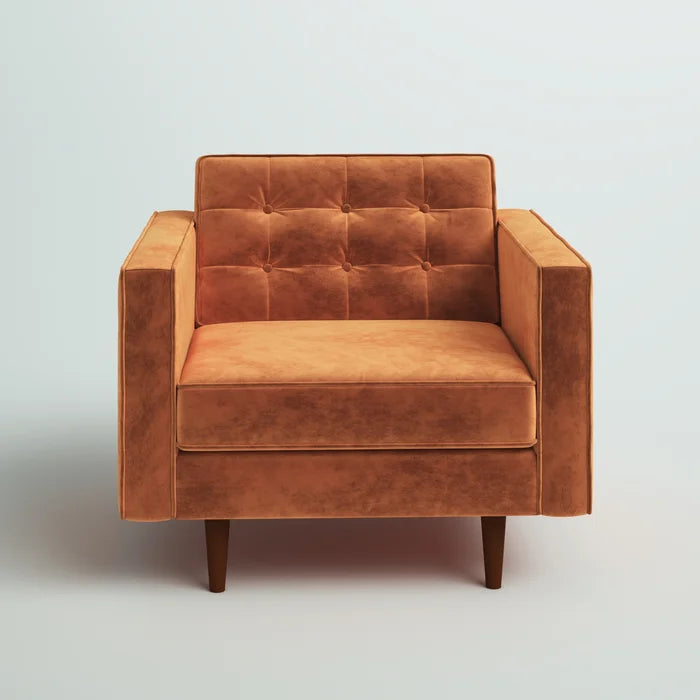 Orange Chiang 37.5'' Wide Velvet Armchair Solid Rubberwood Frame