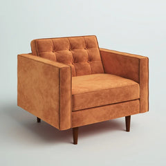 Orange Chiang 37.5'' Wide Velvet Armchair Solid Rubberwood Frame