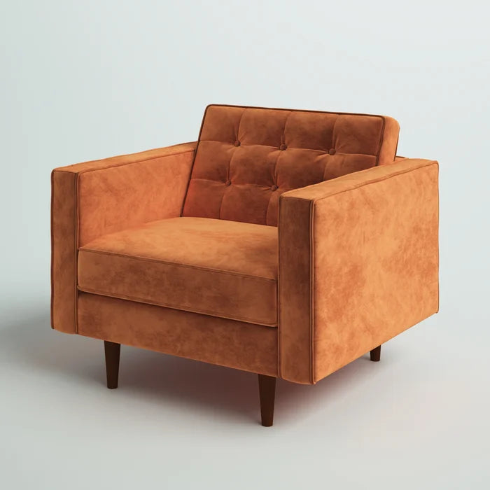 Orange Chiang 37.5'' Wide Velvet Armchair Solid Rubberwood Frame