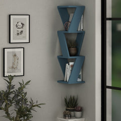 Modern Corner Wall Shelf - 33.46'' H x 8.66'' W x 8.66'' D - Blue