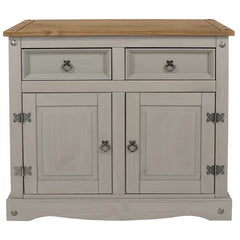Gray Childers 35.83'' Wide 2 Drawer Pine Solid Wood Server Adjustable Shelves