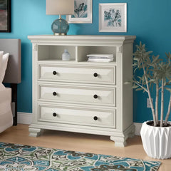 White Chill 3 Drawer 44'' W Solid Wood Chest Offer Plenty Storage Space
