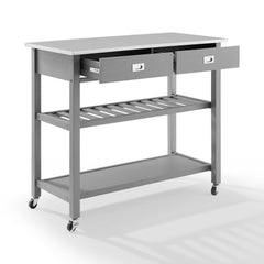 Stainless Steel Top Kitchen Island/Cart - Ideal for Adding Extra Counter Space to your Kitchen Two Large Full-Extension Storage Drawers