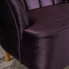 Velvet Blackberry Chunaram Barrel Chair Solid and Manufactured Wood Frame