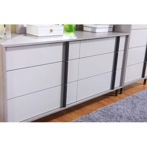 Cindina 6 Drawer 63'' W Double Dresser with Mirror Indoor Design
