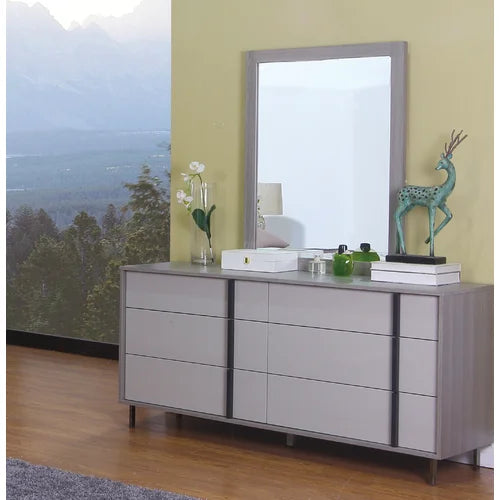 Cindina 6 Drawer 63'' W Double Dresser with Mirror Indoor Design