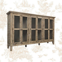 Watch Hill Weathered Gray Claire 70'' Wide Sideboard Glass Fronted Cabinet