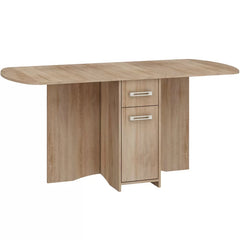 Natural Oak Clarabelle Dining Table Drop Leaves Swing up and Secure Underneath