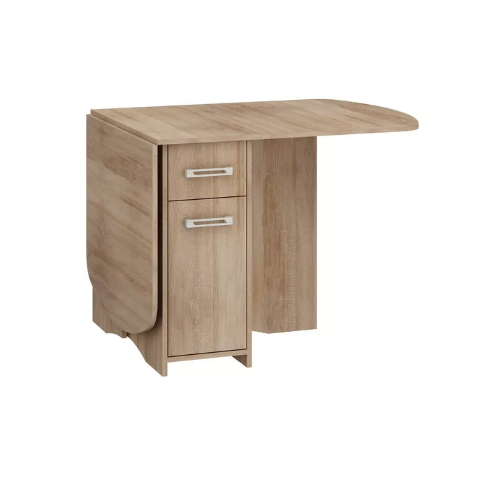 Natural Oak Clarabelle Dining Table Drop Leaves Swing up and Secure Underneath