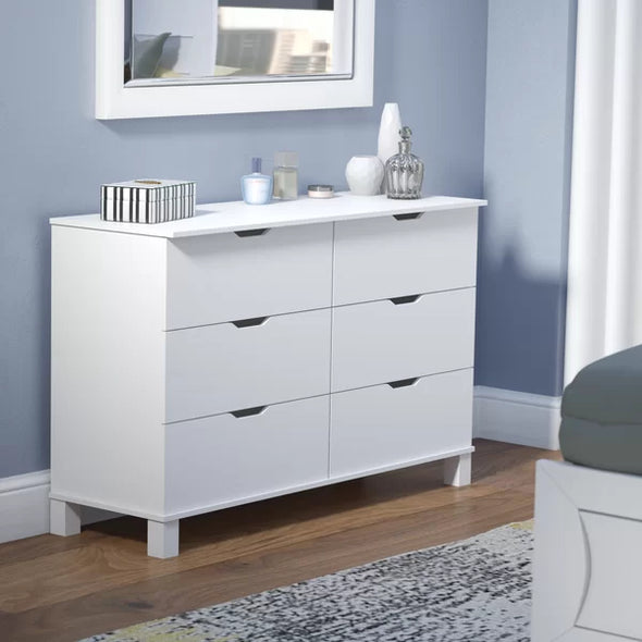 Clark 6 Drawer 47.25'' W Solid Wood Double Dresser Offer Storage Space