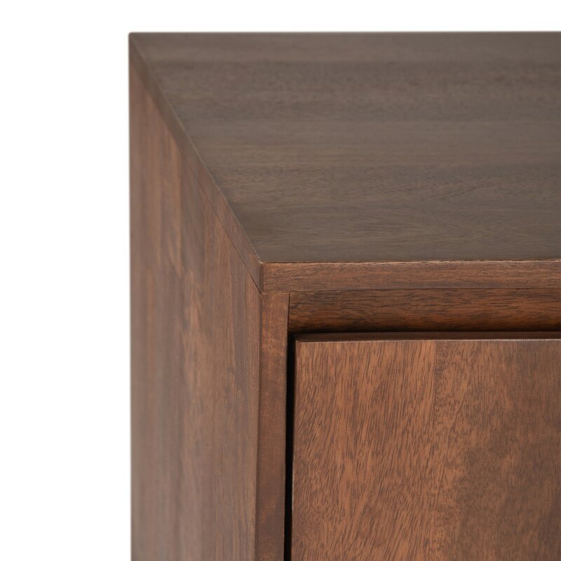 Umber Brown Stain Solid Wood TV Stand for TVs up to 65" Open Shelving and Hidden Storage Compartments Make it Easy To Stay Organized and Wire-Free