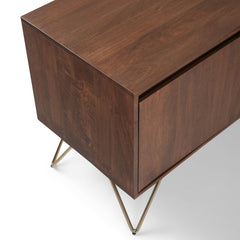 Umber Brown Stain Solid Wood TV Stand for TVs up to 65" Open Shelving and Hidden Storage Compartments Make it Easy To Stay Organized and Wire-Free