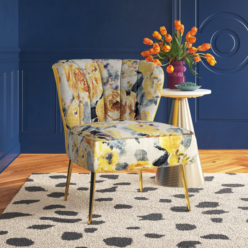 Yellow/Gray Polyester 26'' Wide Tufted Side Chair Brings Vibrant Contemporary Style to your Living Room, Bedroom, or Home Office