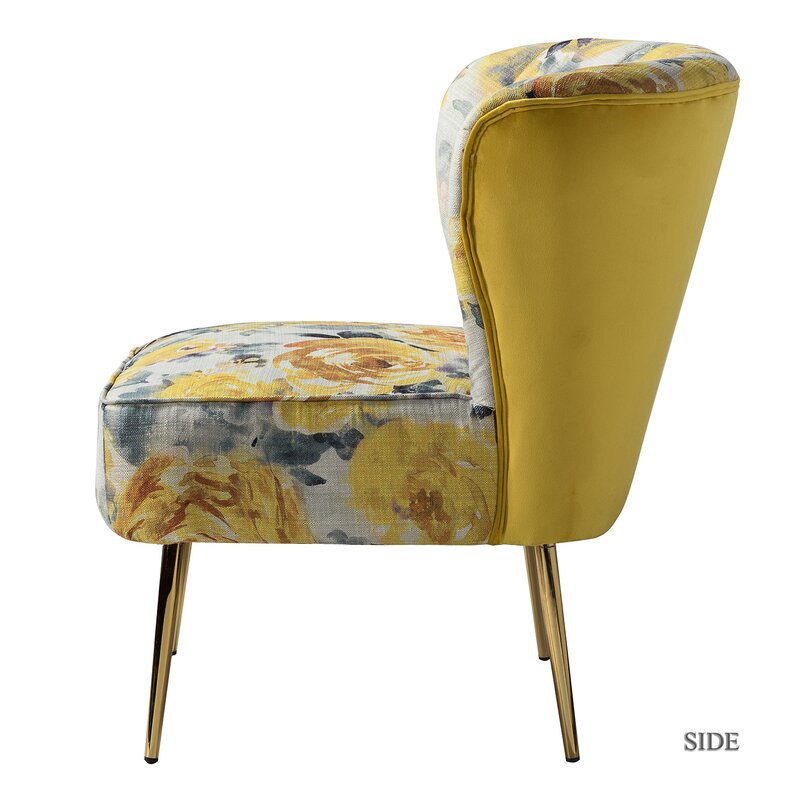 Yellow/Gray Polyester 26'' Wide Tufted Side Chair Brings Vibrant Contemporary Style to your Living Room, Bedroom, or Home Office