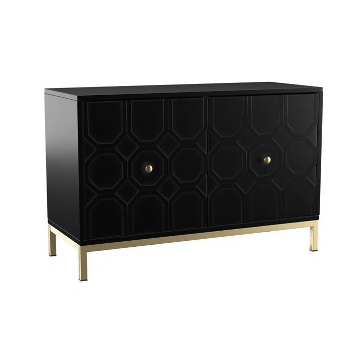 Black Claverton Down 26'' Tall 2 - Door Geometric Accent Cabinet