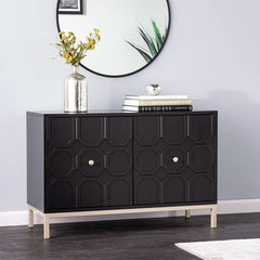 Black Claverton Down 26'' Tall 2 - Door Geometric Accent Cabinet