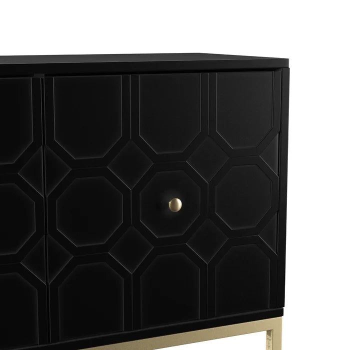 Black Claverton Down 26'' Tall 2 - Door Geometric Accent Cabinet