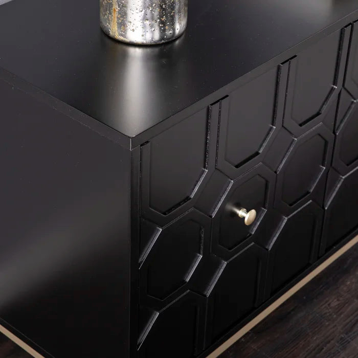 Black Claverton Down 26'' Tall 2 - Door Geometric Accent Cabinet