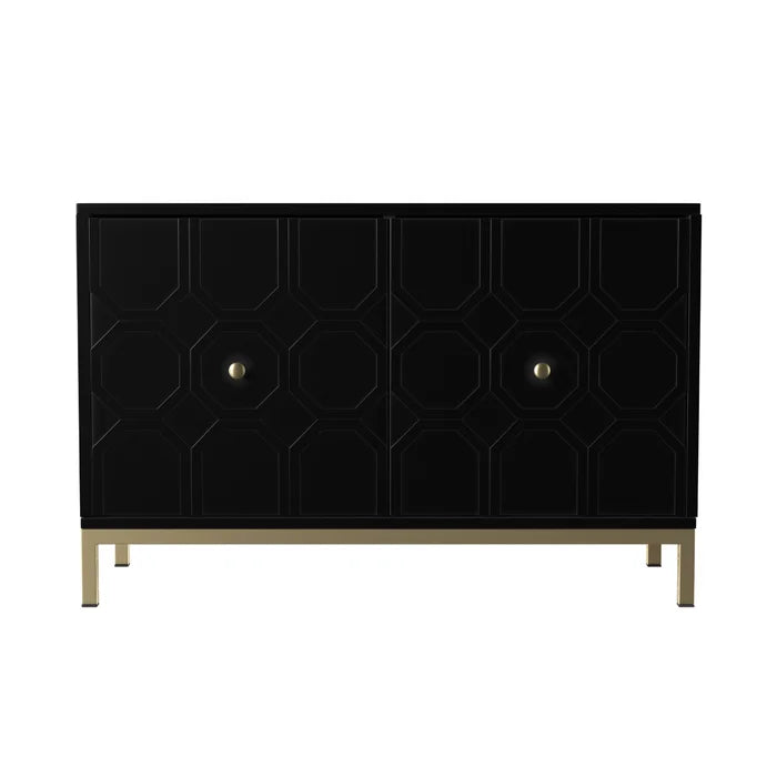Black Claverton Down 26'' Tall 2 - Door Geometric Accent Cabinet