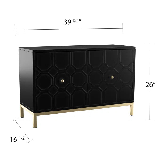 Black Claverton Down 26'' Tall 2 - Door Geometric Accent Cabinet