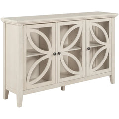 Milk White Claycomb 30.7'' Tall 3 Door Accent Cabinet Streamlined Silhouette Emblematic