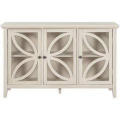 Milk White Claycomb 30.7'' Tall 3 Door Accent Cabinet Streamlined Silhouette Emblematic