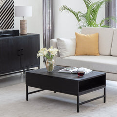 Black Clearfield Lift Top 4 Legs Coffee Table with Storage
