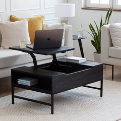 Black Clearfield Lift Top 4 Legs Coffee Table with Storage