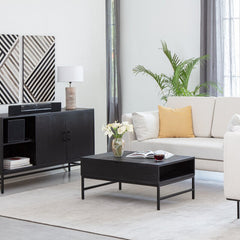 Black Clearfield Lift Top 4 Legs Coffee Table with Storage